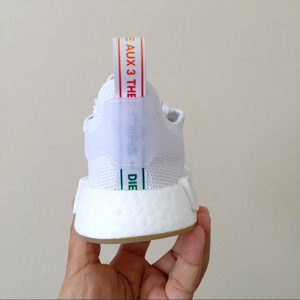 Adidas NMD R1 Joyful Rainbow White Sneakers - Picture 6 of 10